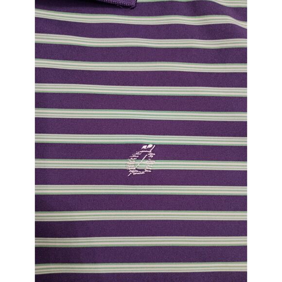 Peter Millar Polo Mens Large Purple & Green Striped Short Sleeve Summer Comfort - Picture 3 of 8